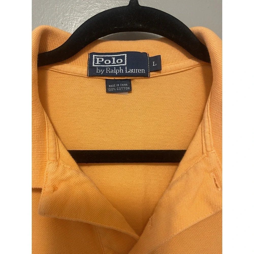 Ralph Lauren Polo shirt Orange Cotton  Short Sleeves Men Size Large Sporty